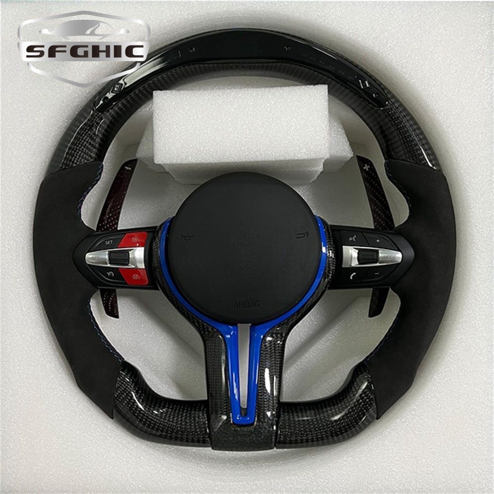 Leather Car Steering Wheel M Performance For BMW F30 F32 F10 F20 F82 E46 E60 E90 M3 M5 LED Carbon Fiber Steering Wheel