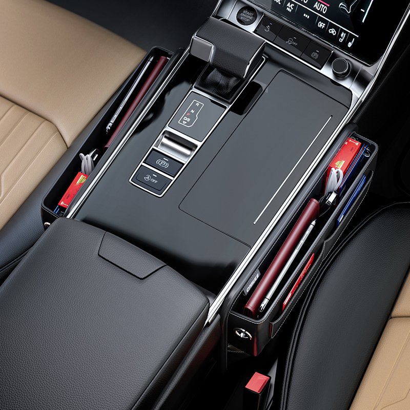 Factory Price PU Leather Console Side Front Seat Storage Box Car Seat Gap Filler Car Seat Organizer