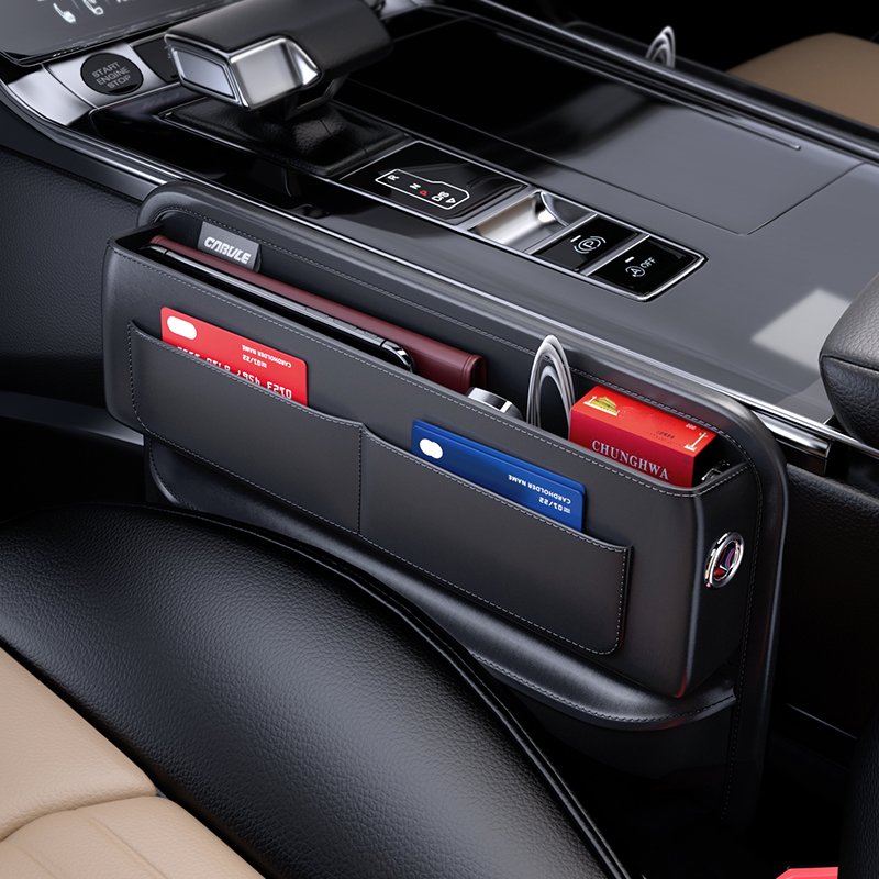 Factory Price PU Leather Console Side Front Seat Storage Box Car Seat Gap Filler Car Seat Organizer