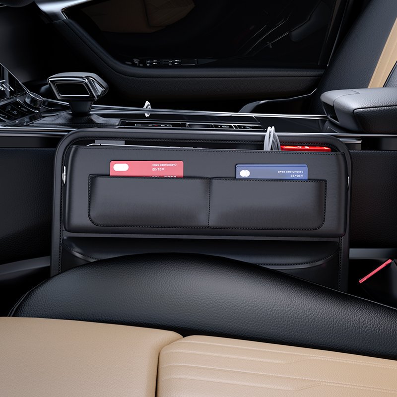 Factory Price PU Leather Console Side Front Seat Storage Box Car Seat Gap Filler Car Seat Organizer