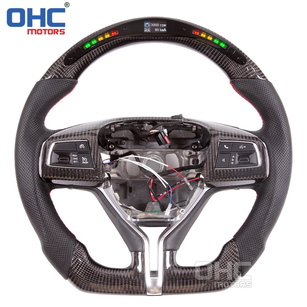 LED RPM Real Carbon Fiber Steering Wheel for Maserati Ghibli Levante 2014 2015 2016 2017 2018 Sport Steering Wheels OHC MOTORS