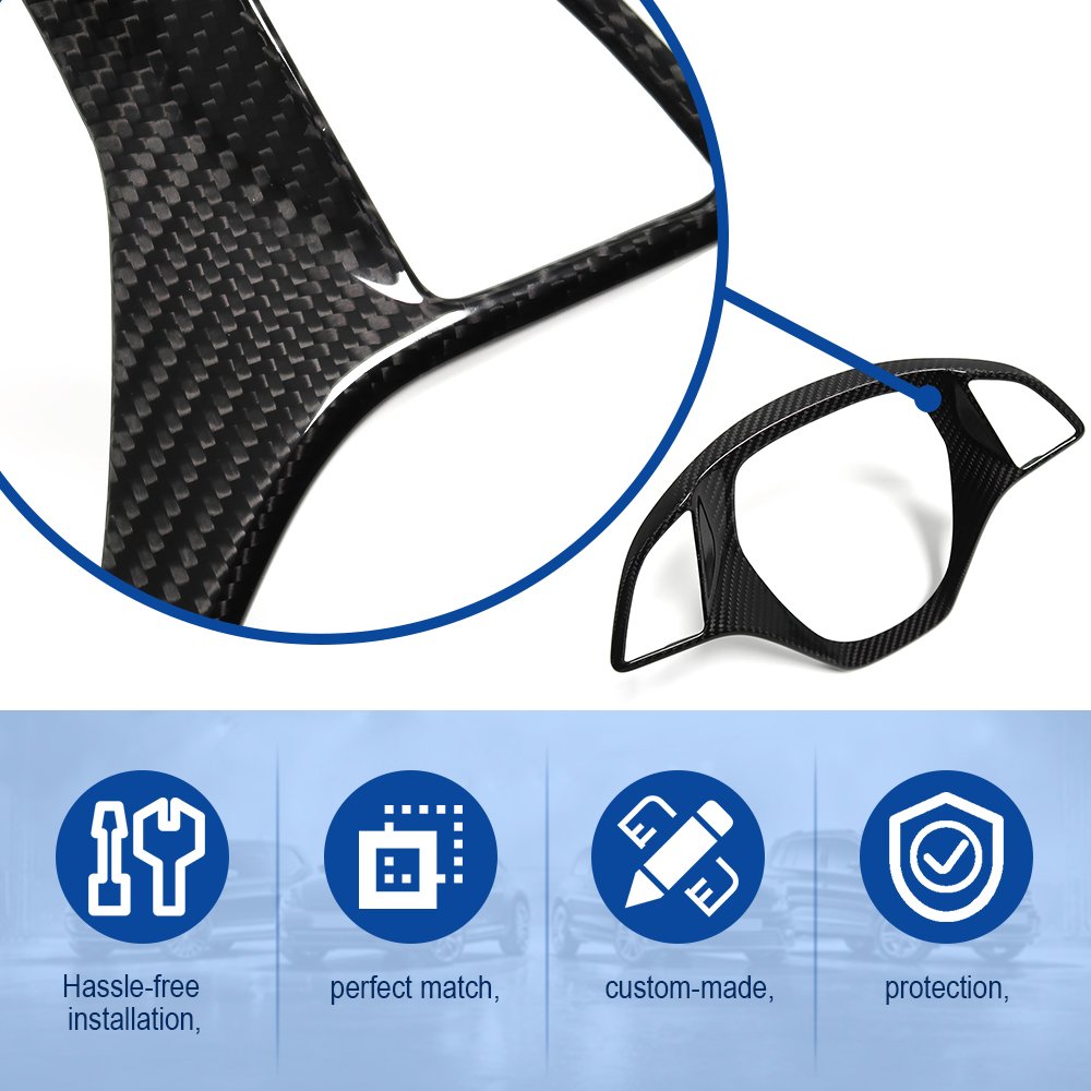 Interior Trim For Corvette C7 ZR1 Z06 2014-2019 Steering Wheel Cover Molding Trim Real Carbon Accessories Fiber
