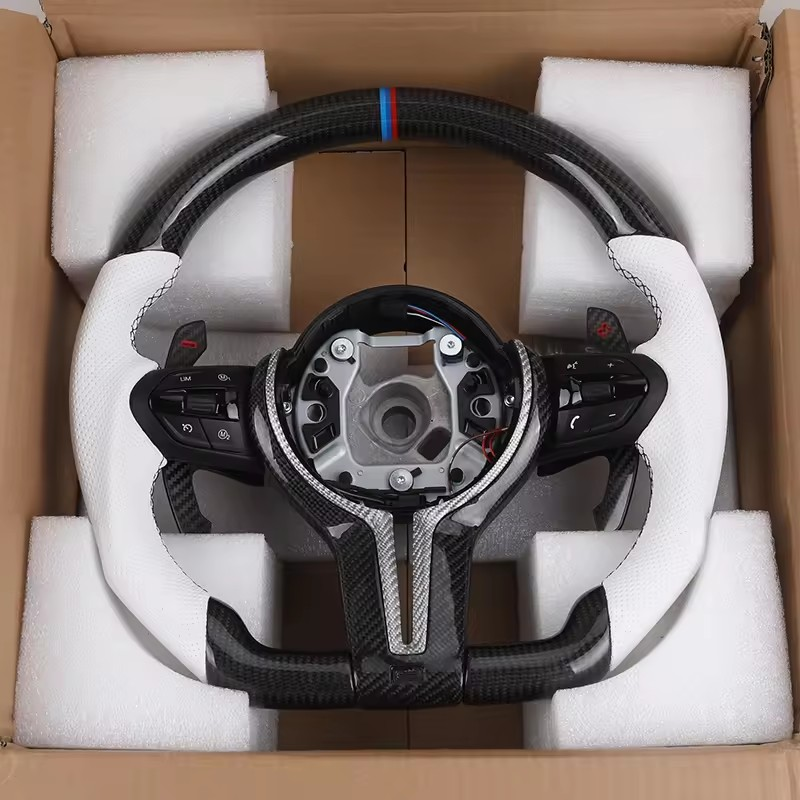 Custom Sport Volant Lenkrad White Perforated Leather Carbon Steering Wheel for BMW F10 F30 F01 E90 X5 E70 F15 X6 E71 F16 F90 M5
