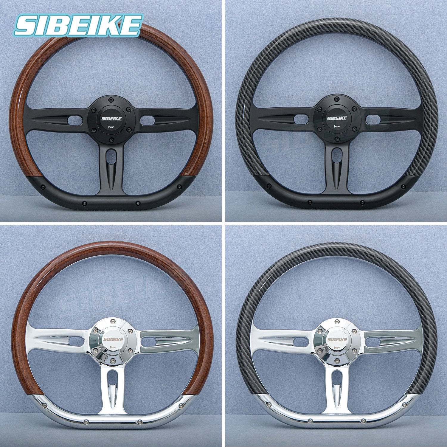 14inch JDM Classic Wood Film Steering Wheel 350mm Universal D Shape Modified Retro Truck Car Steering Wheel