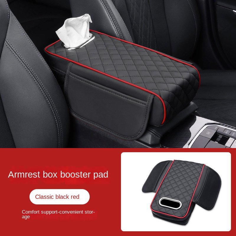 Multifunctional Three-in-One Universal Car Armrest Storage Bag Leather Tissue Box with Central Elbow Booster Front Accessory