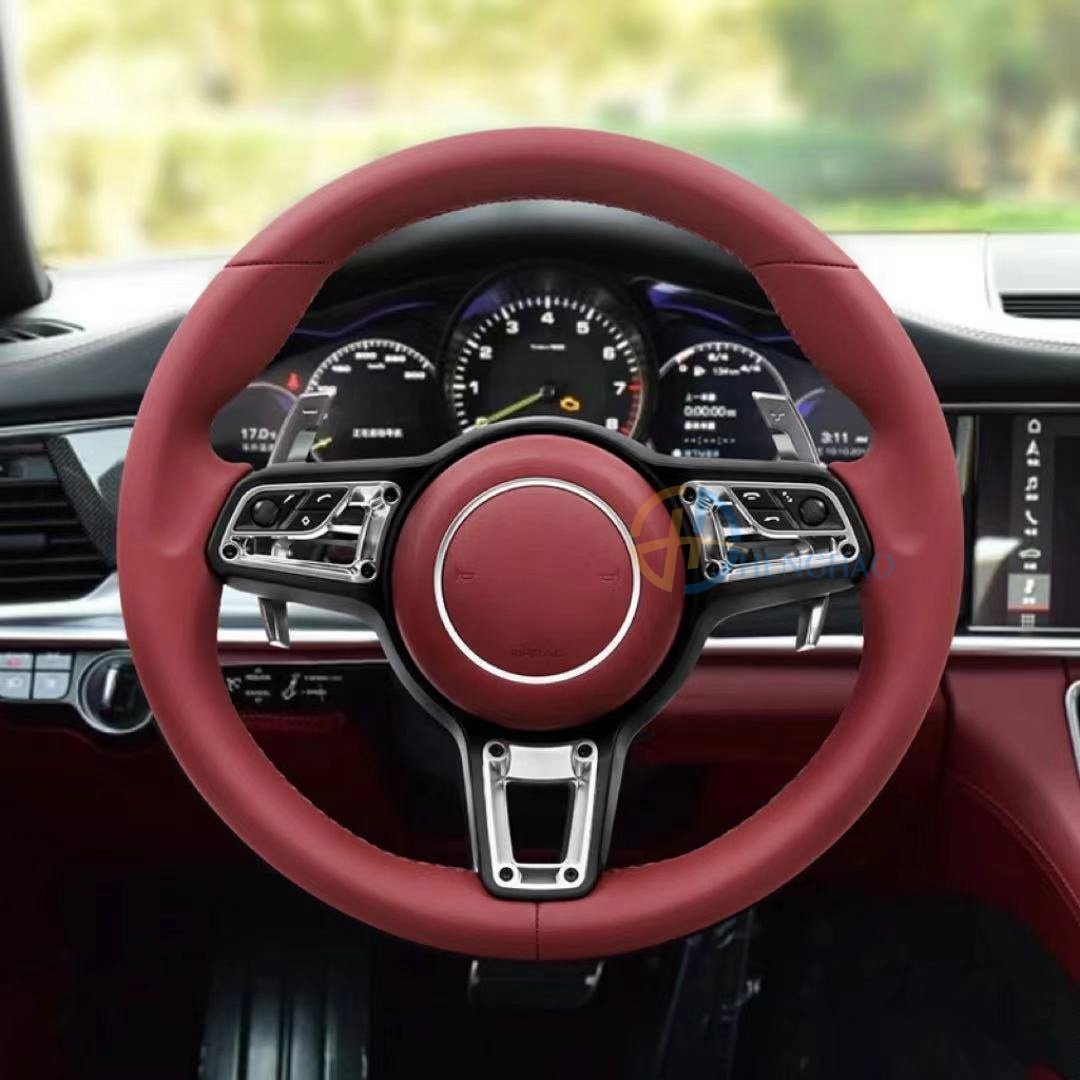 Customized Leather Steering Wheel Fit For Porsche Cayenne Macan Panamera Cayman 718 991 911 Steering Wheel Upgraded GT Style