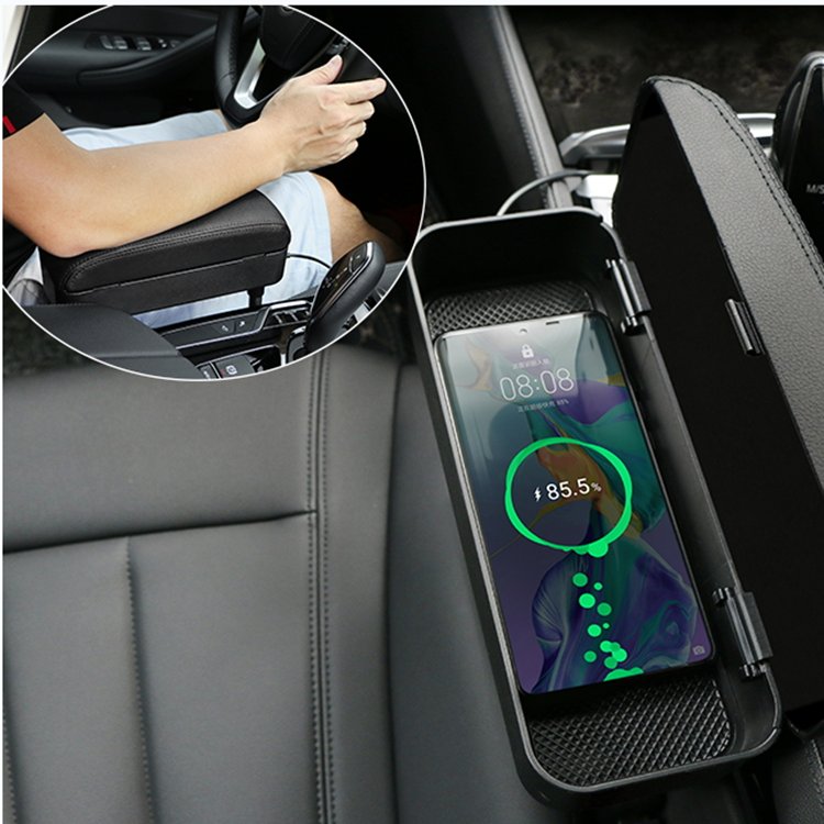 Multifunctional Large-capacity Non-Slip Car Accessories Front Seat Gap Filler Slotted Storage Box Organizer with USB Hole