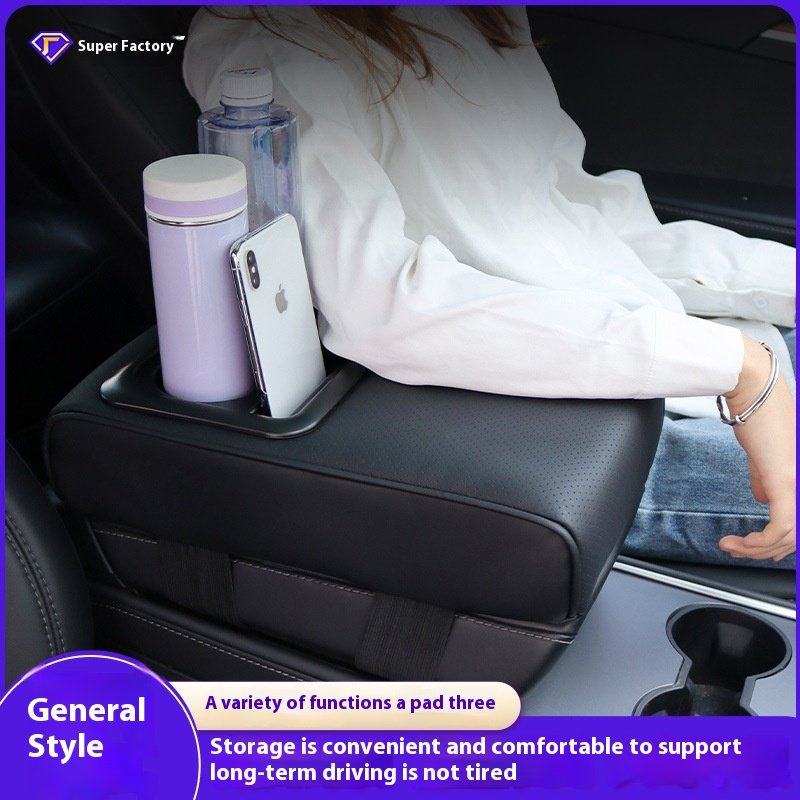 Multifunctional Car Seat Storage Box Heightened Armrest Four Seasons Universal Perforated Breathable Anti-Stuffy Pad Water Cup