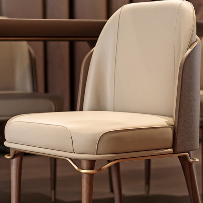Saddle Leather Dining Chair Home Modern Simple Nordic Light Luxury Armrest Negotiation Chair Italian Minimalist Designer