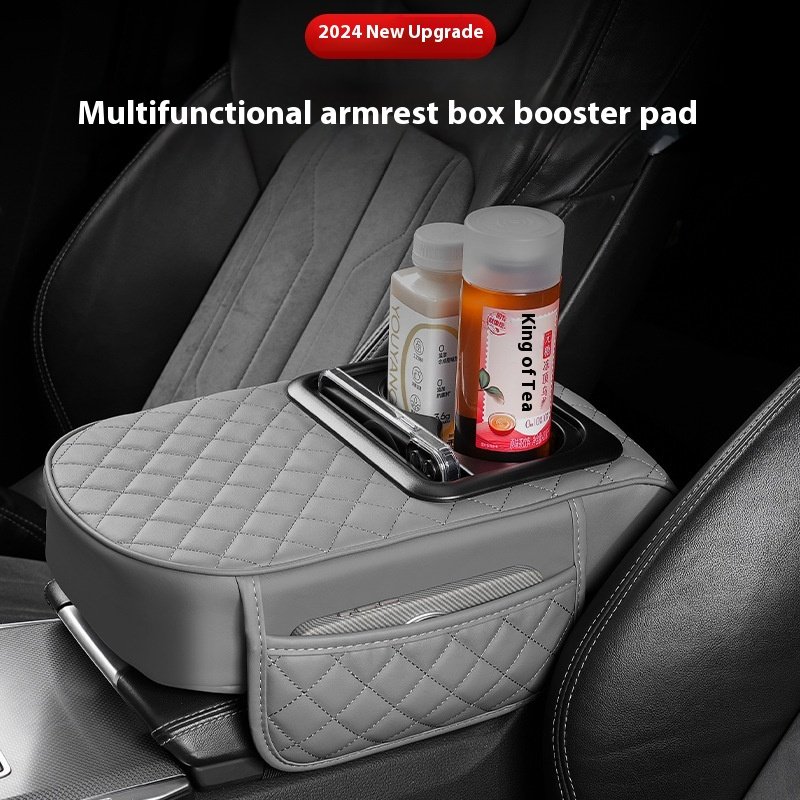 2025 New Car Leather Armrest Box Heightened Multifunctional Storage Universal Center Armrest Pillow with Beverage Cup Holder