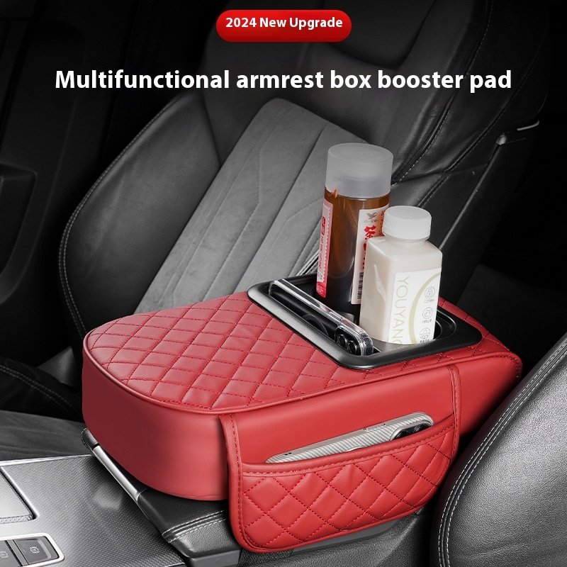 2025 New Car Leather Armrest Box Heightened Multifunctional Storage Universal Center Armrest Pillow with Beverage Cup Holder