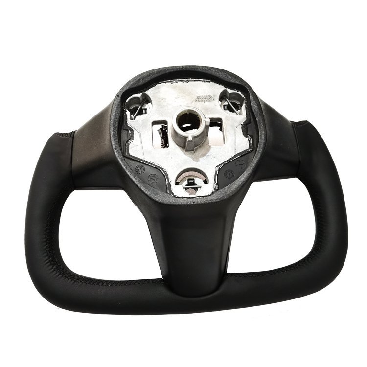 2022 New Car Black Leather Carbon Fiber Steering Wheel For Tesla Model 3 Y X S Yoke Plaid Steering Wheel