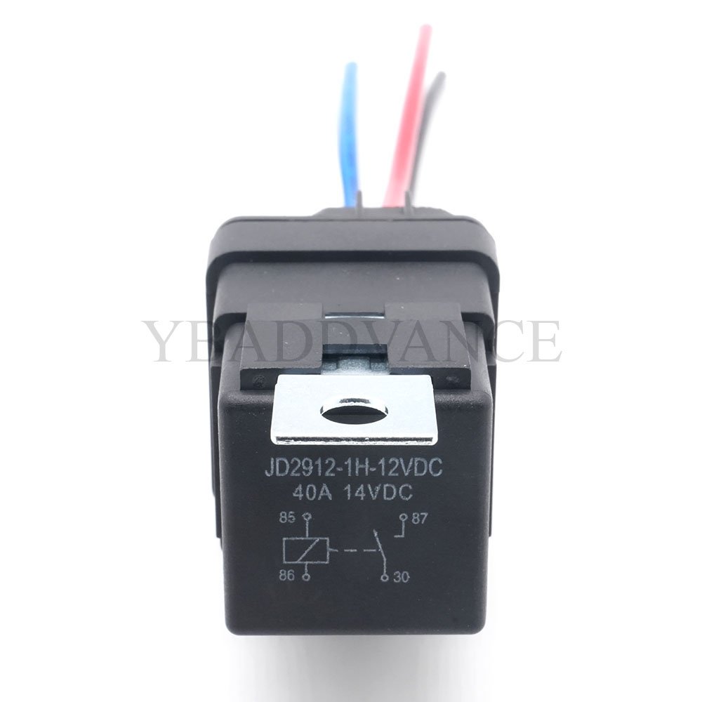 JD2912-1H-12VDC 40A 14VDC 4 Pin SPST Waterproof Relay With Socket for Car Motor Headlamps