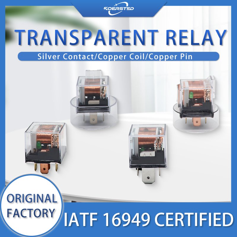 KV4T Series - 40A 80A 100A Automotive Relay Transparent, High Quality 12V 24V Relay, Metal Bracket/Double Contacts/Round Base