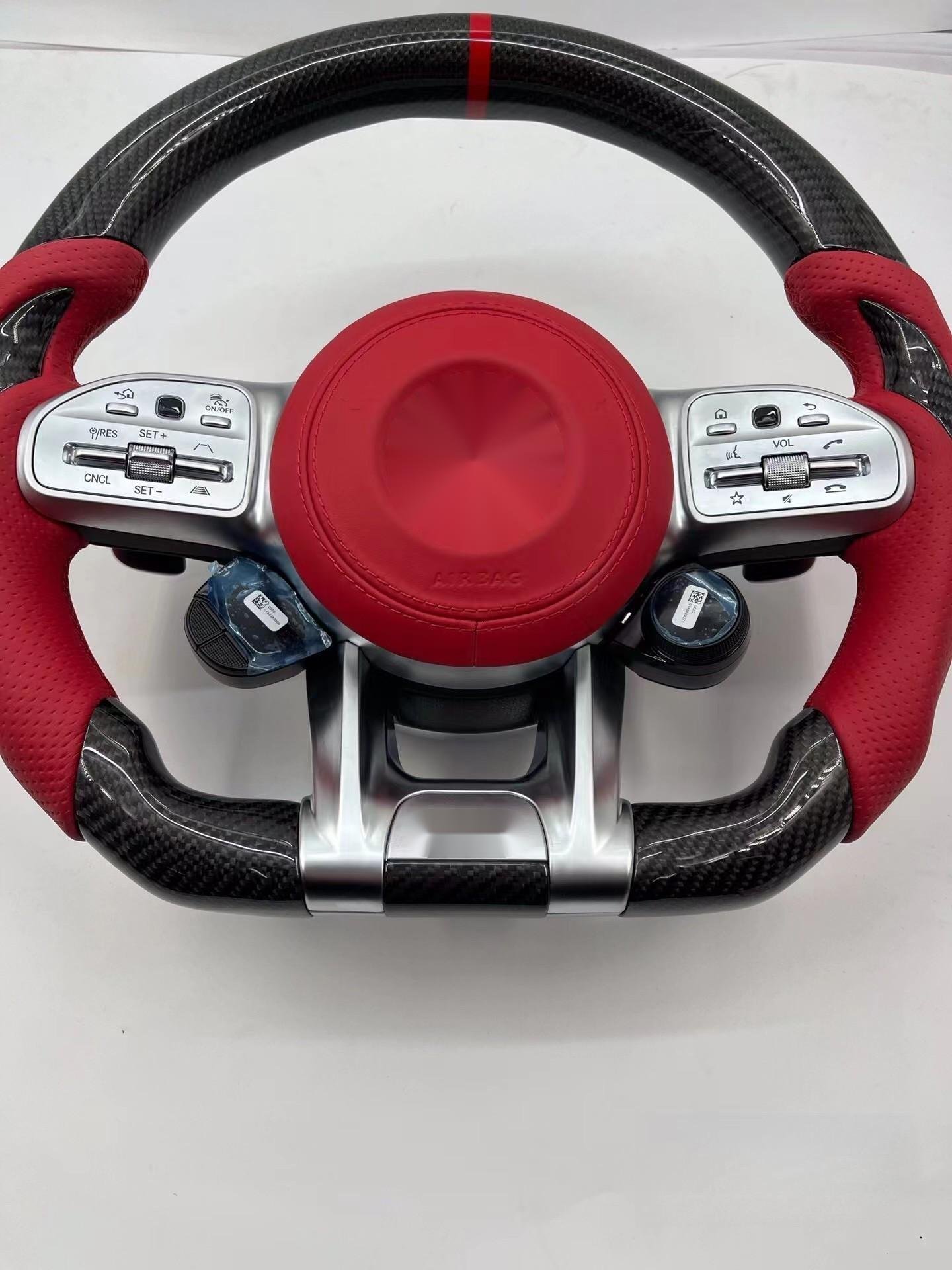 FOR Custom Leather Car Steering Wheel fits Mercedes-Benz GLC W205 W211 AMG GT GLE CLA Carbon Fiber Steering wheel