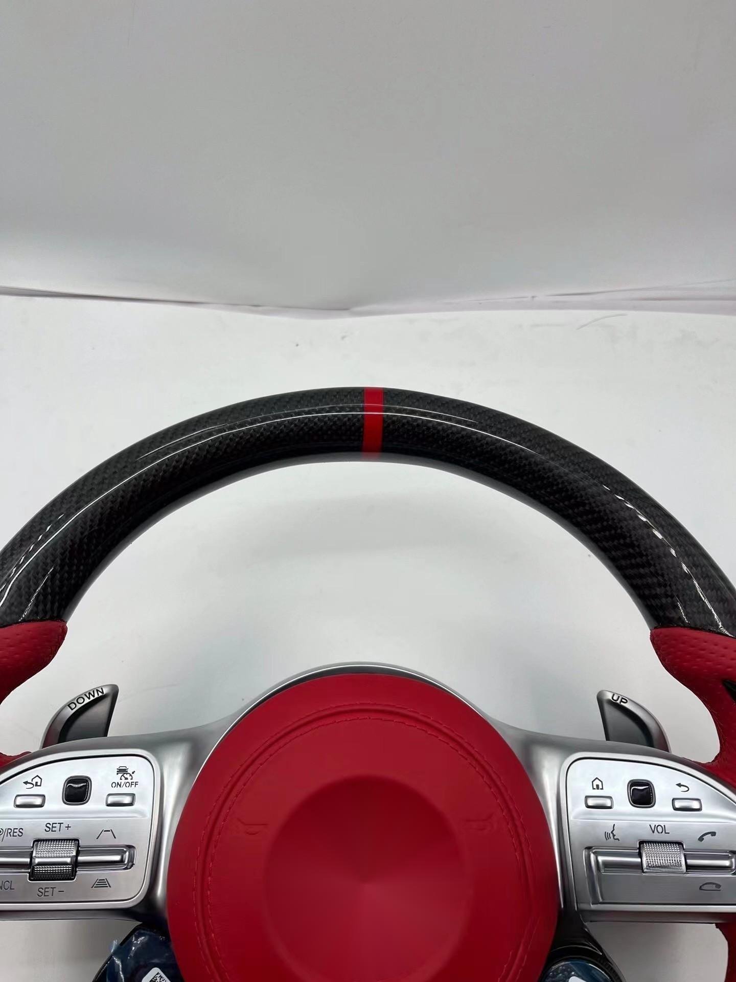 FOR Custom Leather Car Steering Wheel fits Mercedes-Benz GLC W205 W211 AMG GT GLE CLA Carbon Fiber Steering wheel