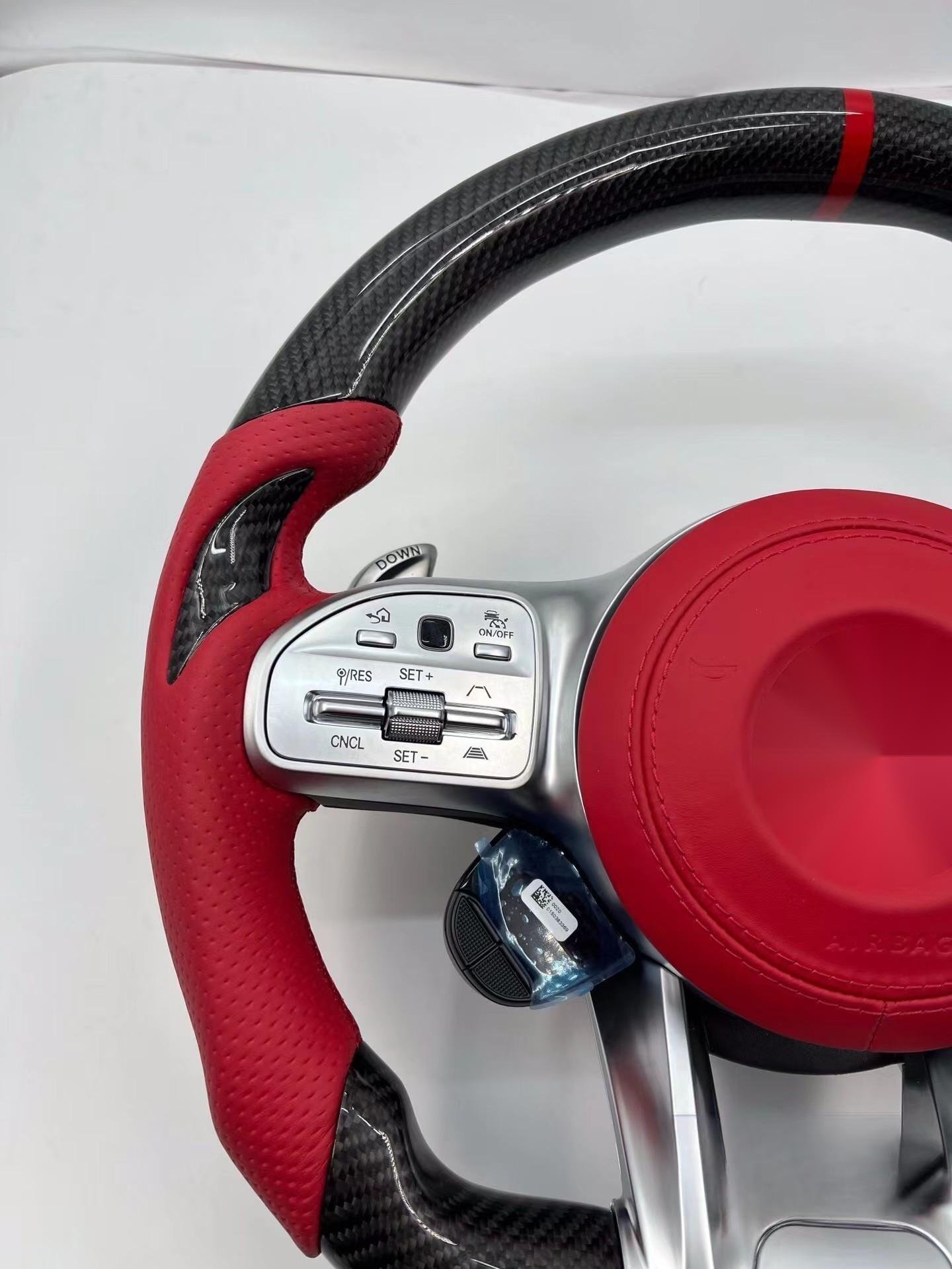 FOR Custom Leather Car Steering Wheel fits Mercedes-Benz GLC W205 W211 AMG GT GLE CLA Carbon Fiber Steering wheel