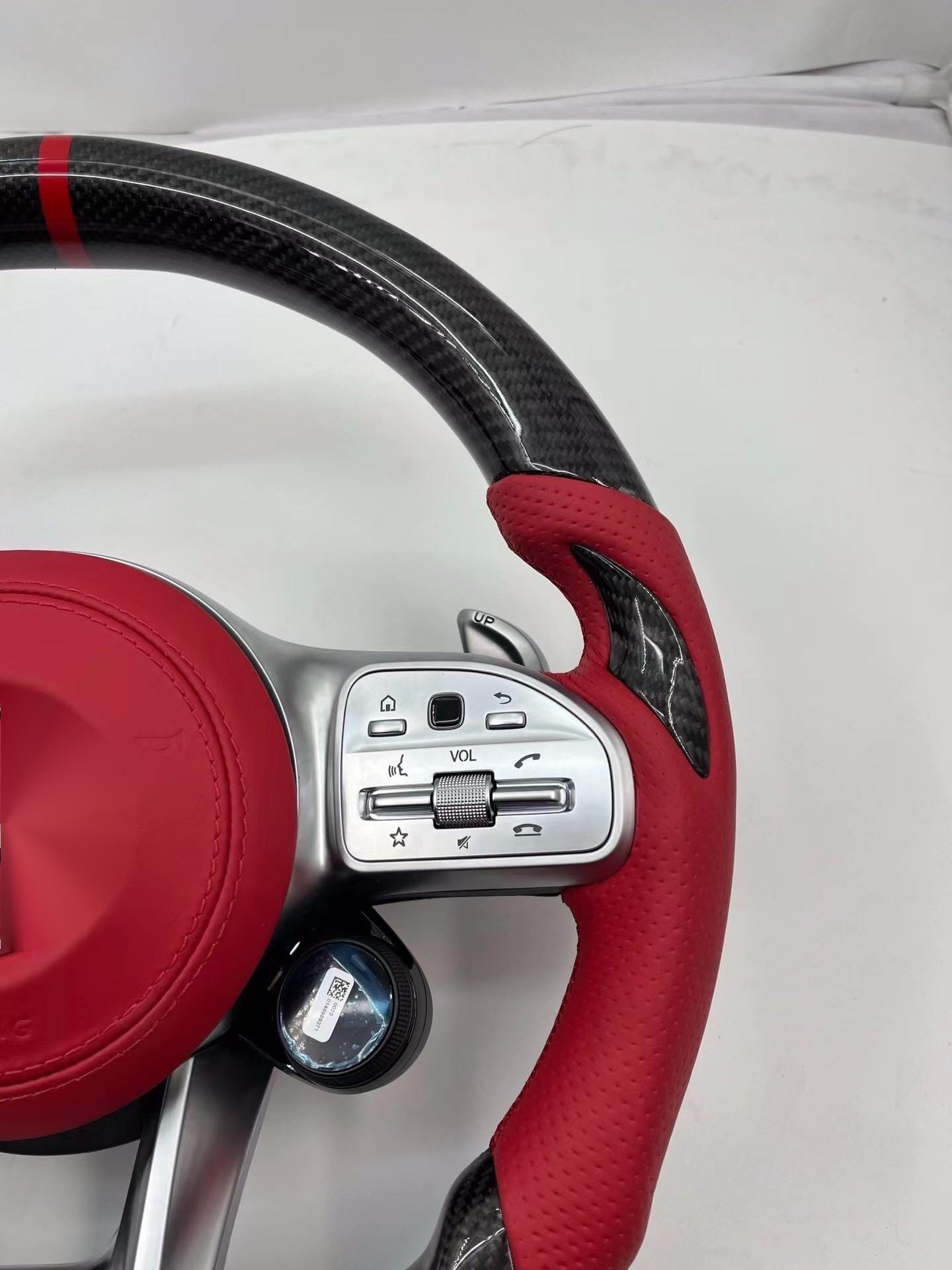 FOR Custom Leather Car Steering Wheel fits Mercedes-Benz GLC W205 W211 AMG GT GLE CLA Carbon Fiber Steering wheel