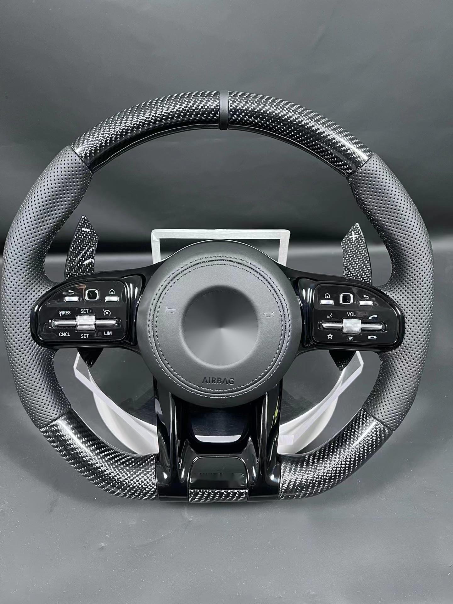 FOR Custom Leather Car Steering Wheel fits Mercedes-Benz GLC W205 W211 AMG GT GLE CLA Carbon Fiber Steering wheel