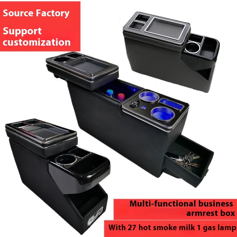 Toyota Noah/Noah/Voxy Honda Stepwgn Freed Front Central Storage Armrest Box with Cup Holder for Restoration