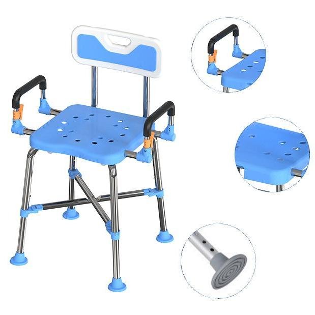 Dearevery High Quality Padded Armrests and Back Adjustable Height Bath Chair Shower Chair for Elderly