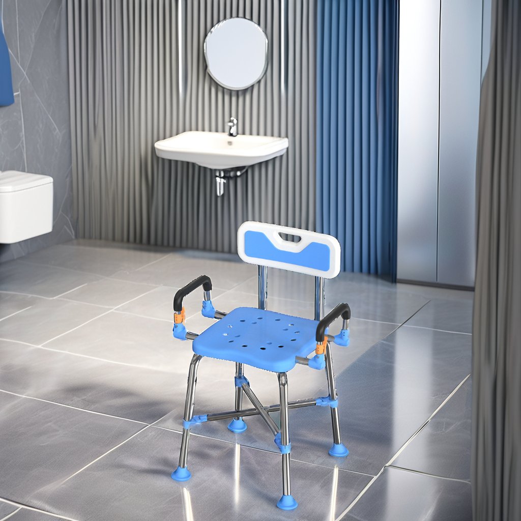 Dearevery High Quality Padded Armrests and Back Adjustable Height Bath Chair Shower Chair for Elderly
