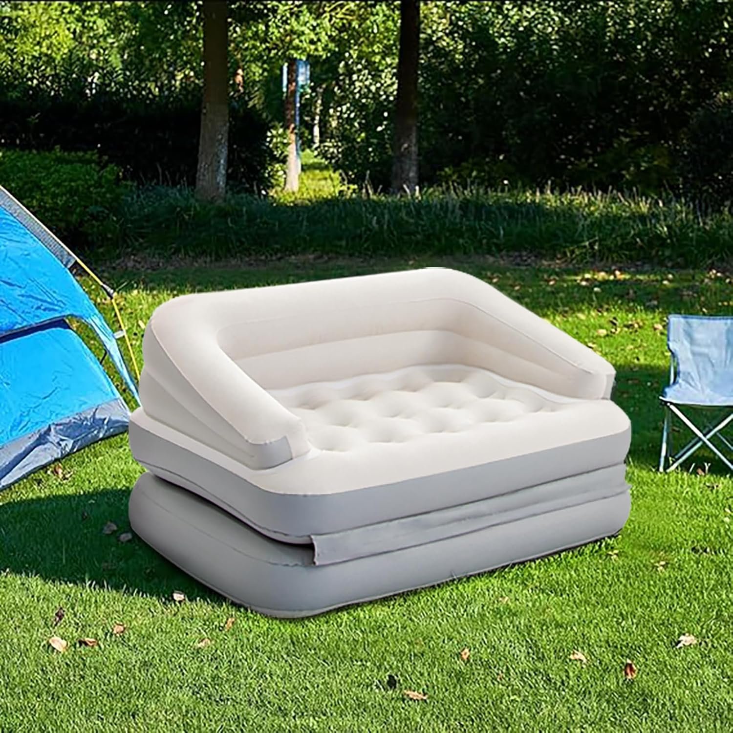 Custom Folding Outdoor Mattress Bed Auto Inflatable Couch Lounger Air Sofa Chair Bed 5 in 1 Inflatable Sofa Bed With Armrest