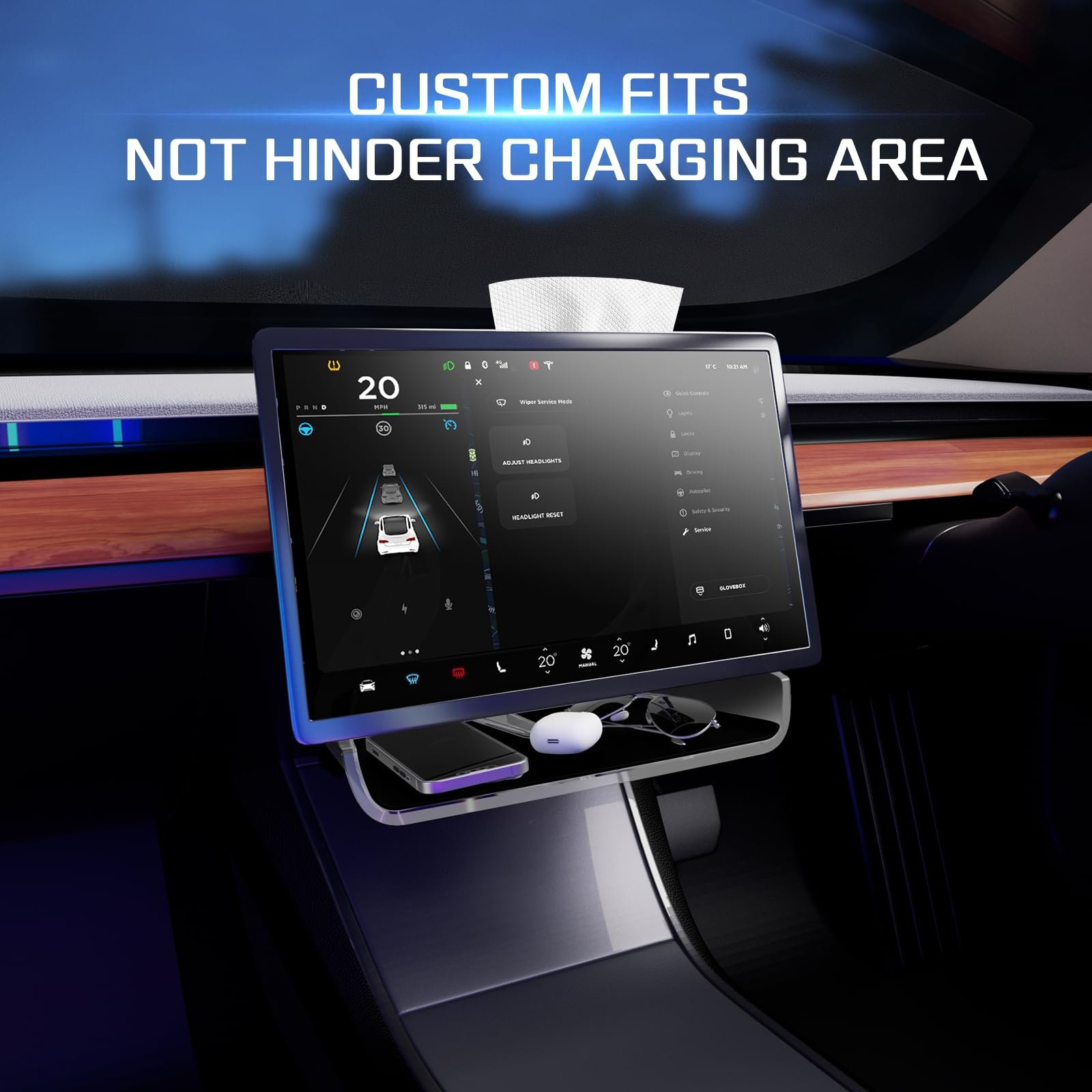Behind Screen Storage Dashboard Organizer Magnetic Under Screen Storage Box for Model Y Model 3 2024 2023 2022 2021