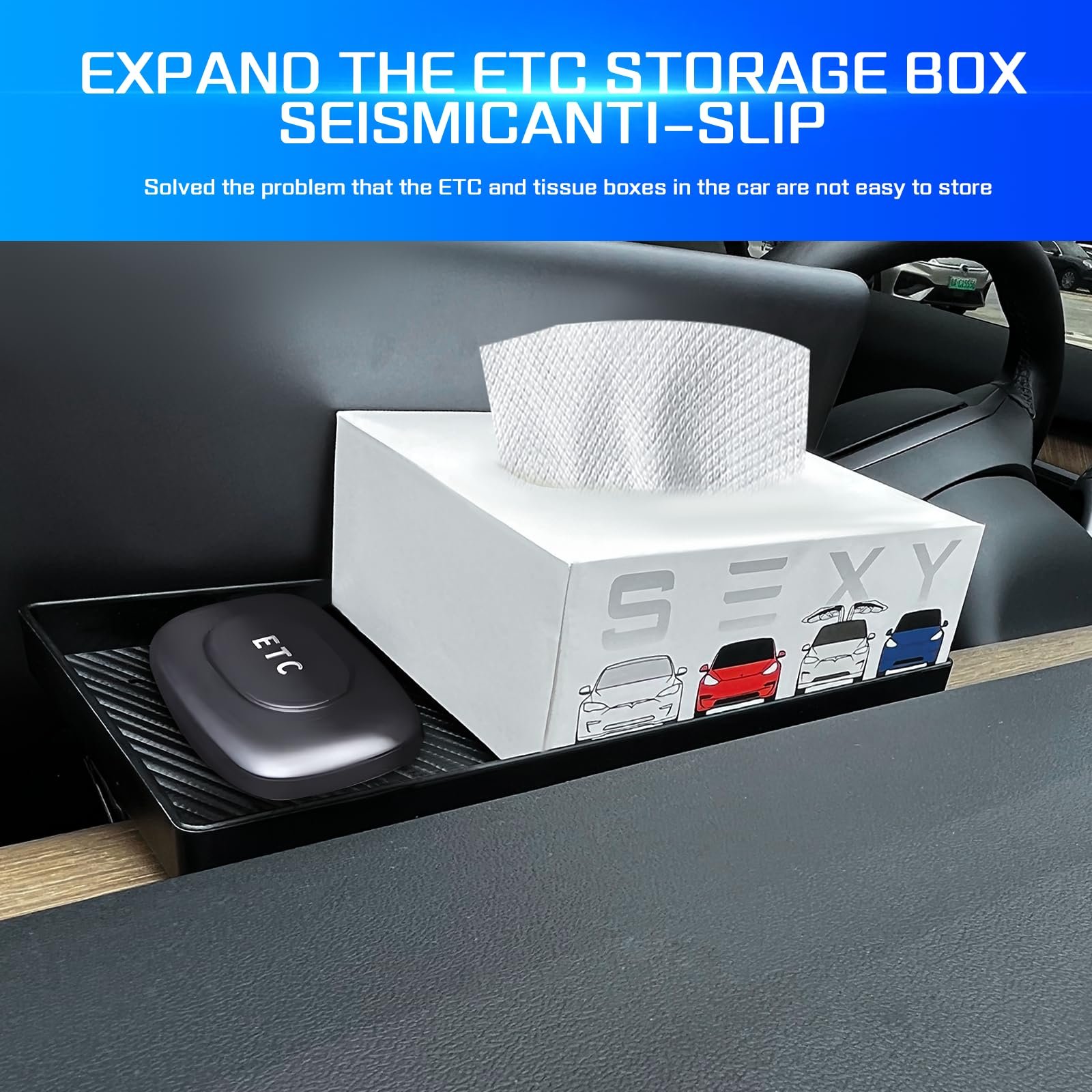 Behind Screen Storage Dashboard Organizer Magnetic Under Screen Storage Box for Model Y Model 3 2024 2023 2022 2021