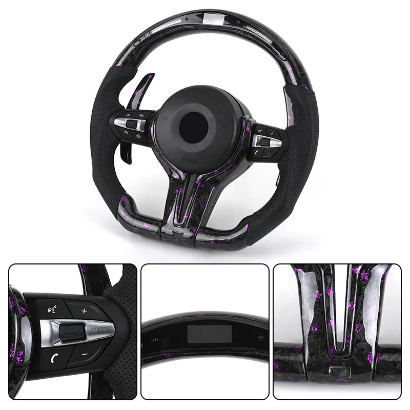 With OBD Led M Sport Volant Lenkrad Purple Forged Carbon Steering Wheel for BMW M4 F82 M2 F82 M5 F90 M3 F80 F30 M5 F10 E90 E92