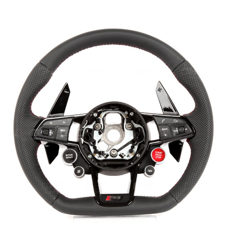 Refit Sport Wheel Racing Wheel Flat leather perforated leather Car Steering Wheel For All Audi R8 All Series