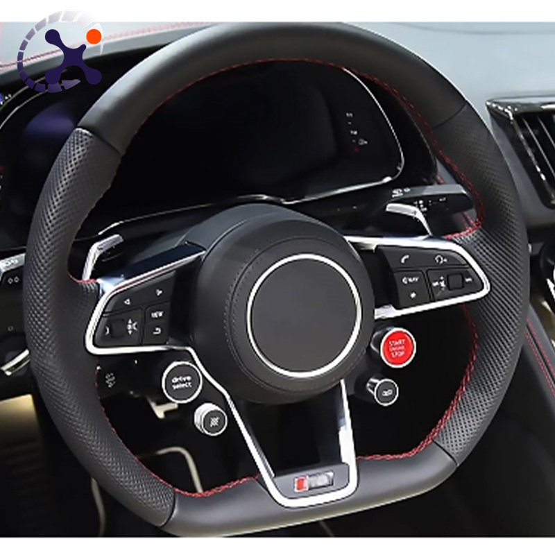Refit Sport Wheel Racing Wheel Flat leather perforated leather Car Steering Wheel For All Audi R8 All Series