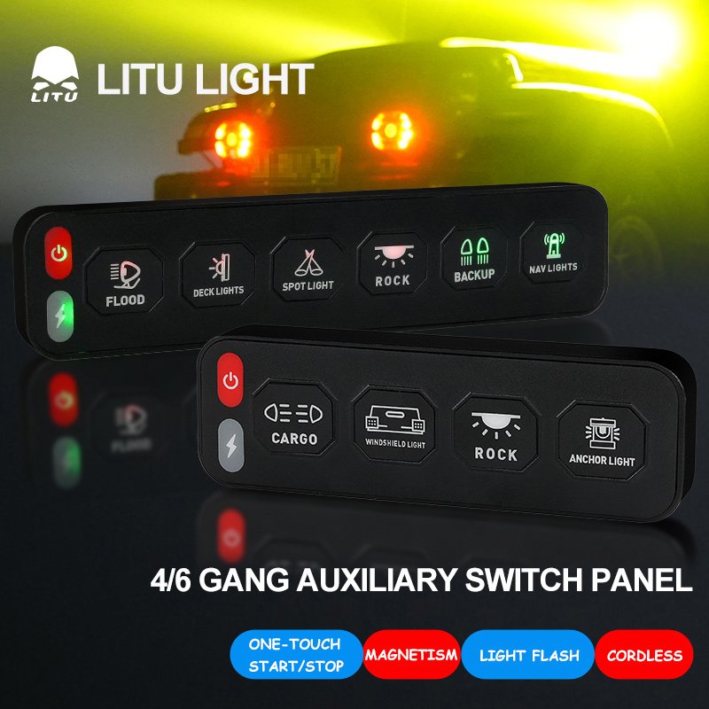 Universal Circuit Control Relay System Wireless 4/6 Gang Switch Panel with Fuse Box Automatic Dimmable ON-Off LED Switch Pod