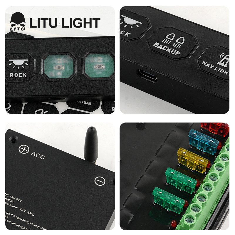 Universal Circuit Control Relay System Wireless 4/6 Gang Switch Panel with Fuse Box Automatic Dimmable ON-Off LED Switch Pod