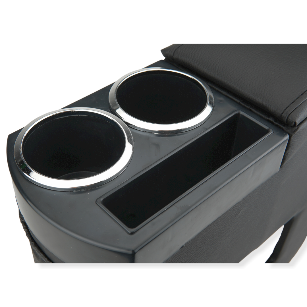Center Console Armrest Storage Box Universal Two Holes for Bottle