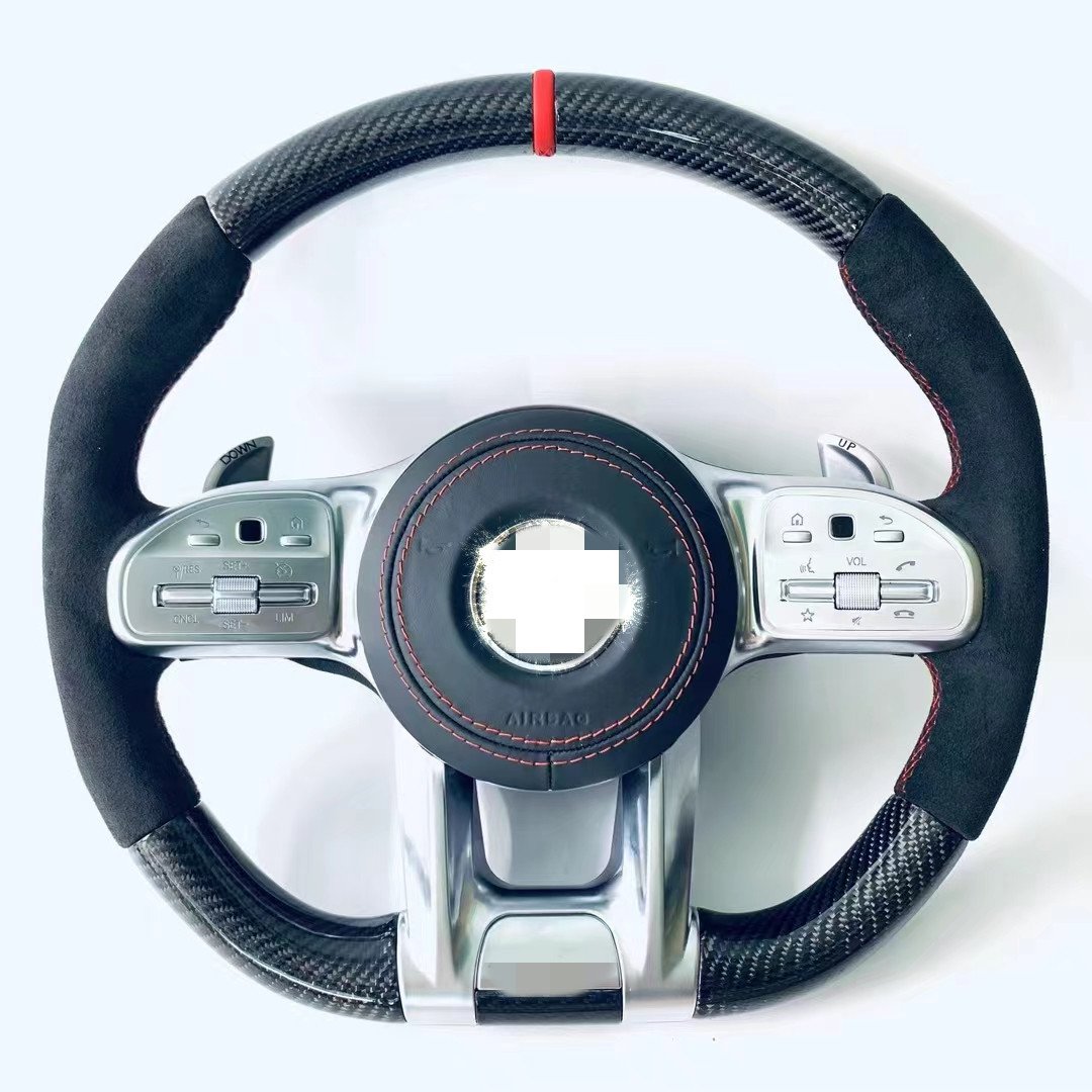 For Mercedes Benz AMG A35 A45 E53 c63 G63 G500 W222 Steering Wheel Carbon Fiber Customized Selling Napa Leather Black