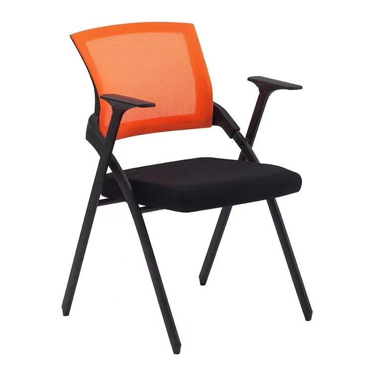 European Ergonomic Fabric Conference Room Folding Chair Mesh Stackable Foldable Training Office Chairs with Writing Pad