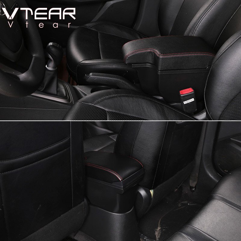 Vtear for Nissan Juke Armrest Leather USB Interface Storage Box Red Thread Car-styling Interior ABS Arm Rest Accessories