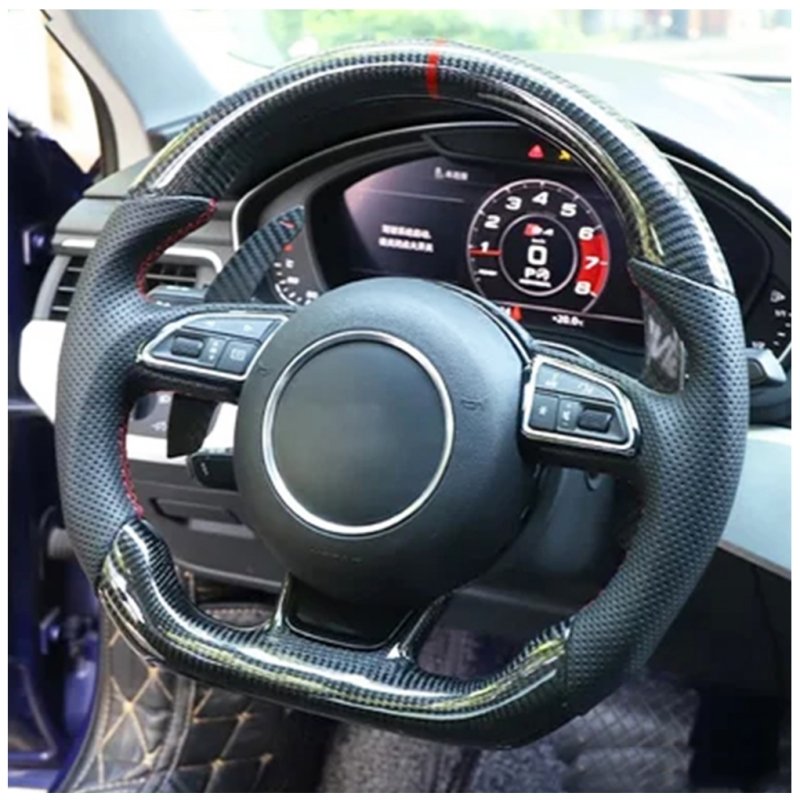 Real carbon fiber steering LED racing steering wheel Private custom flat bottom carbon fiber steering wheel