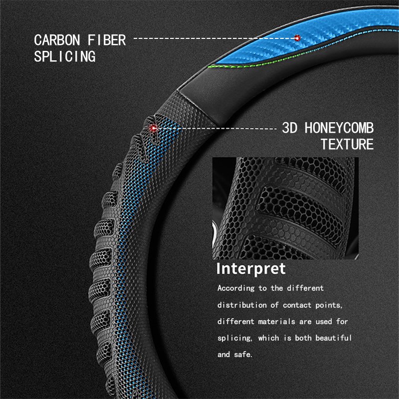 BGD factory 2024 latest carbon fiber honeycomb leather splicing free hand sewing four seasons car interior steering wheel cover