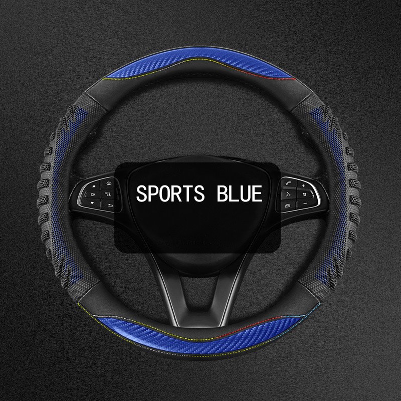 BGD factory 2024 latest carbon fiber honeycomb leather splicing free hand sewing four seasons car interior steering wheel cover