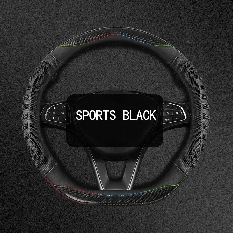 BGD factory 2024 latest carbon fiber honeycomb leather splicing free hand sewing four seasons car interior steering wheel cover