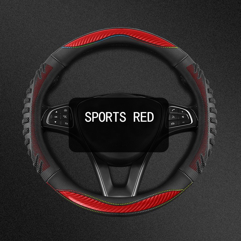 BGD factory 2024 latest carbon fiber honeycomb leather splicing free hand sewing four seasons car interior steering wheel cover