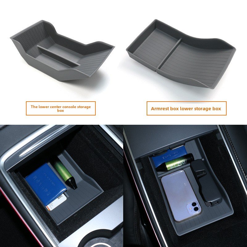 For 17-21 Tesla Tesla Model3 Y Armrest Box Storage Mat Non-Slip Mat Anti-Dirty Mat Armrest Box/center Control Lower Storage Box