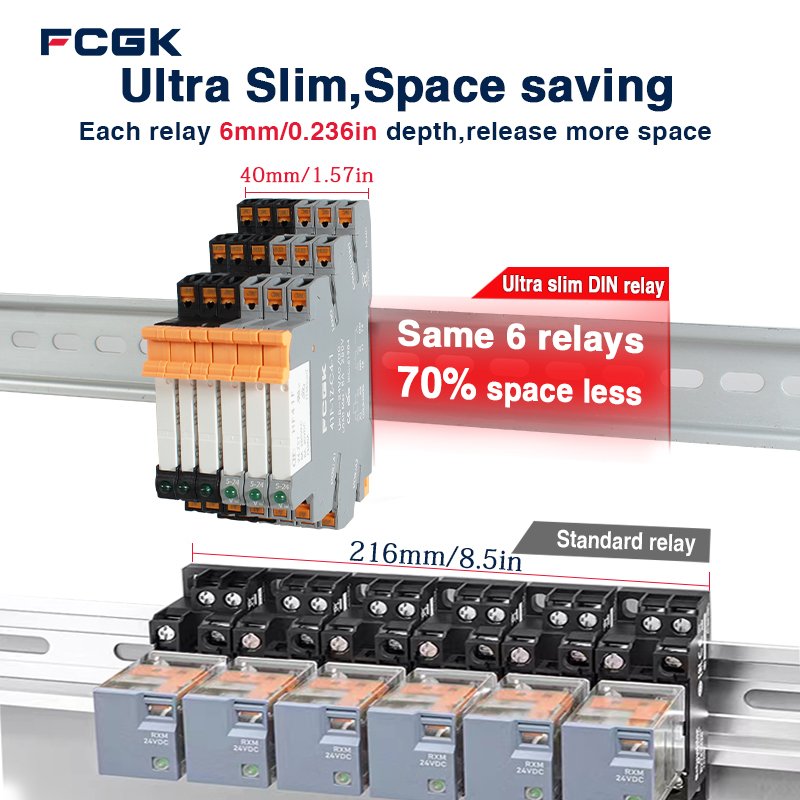 FCGK 280VAC Slim SSR SOLID STATE Relay DC To AC 41F-1Z-DA C2 Input 5-24V 1NO 2A/6A DIN Rail SSR Relay 220v