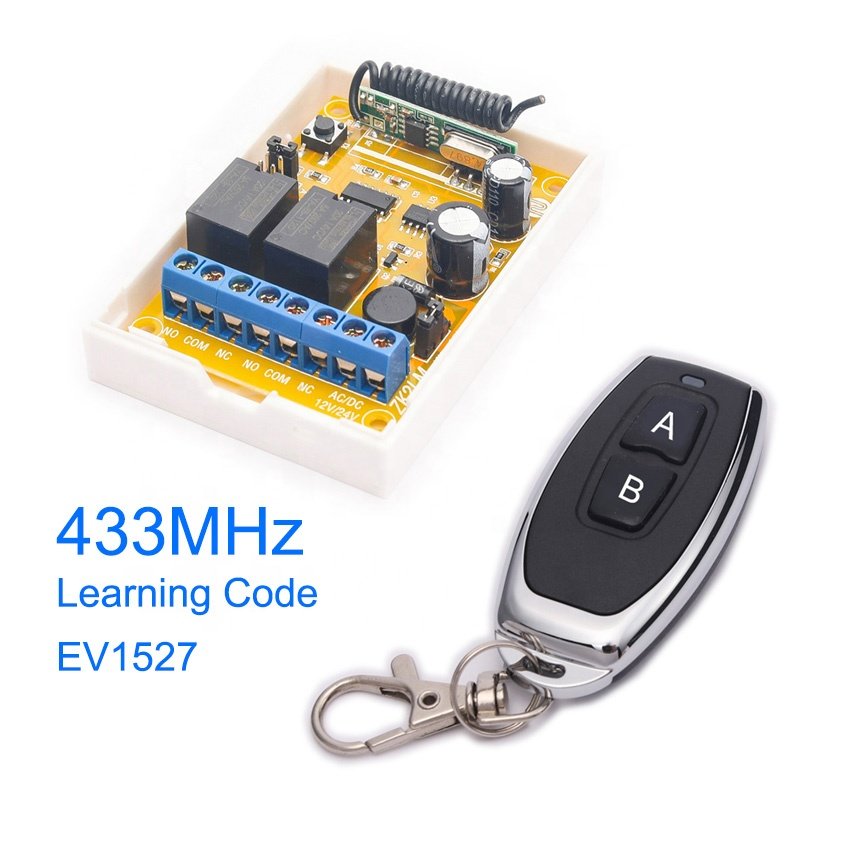 433Mhz Transmitter DC/AC 12V/24V 2CH RF Relay Smart Wireless Remote Control Light Switch Opener for Garage Door