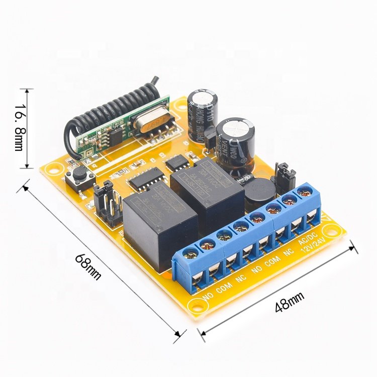 433Mhz Transmitter DC/AC 12V/24V 2CH RF Relay Smart Wireless Remote Control Light Switch Opener for Garage Door