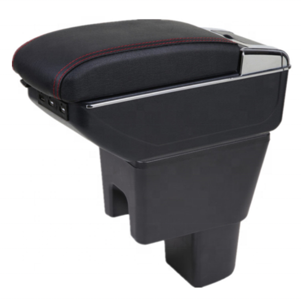 Cheap Price Japan Car Double Layers Slide NoUSB Design Black Pu Leather Car Armrest Console Box for Honda Jazz/Fit 2012