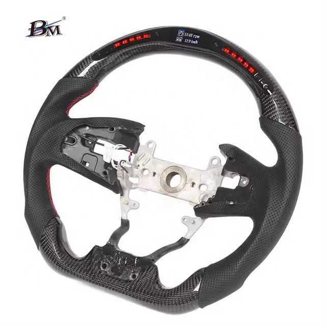 For Honda CIVIC 10 Generation FK8 USA Generation Carbon Fiber Black Leather Led Light Custom Steering Wheels 2017 2018 2019 2020