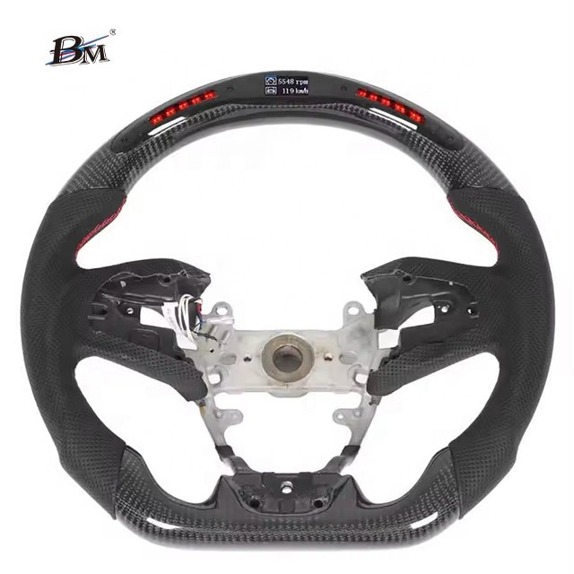 For Honda CIVIC 10 Generation FK8 USA Generation Carbon Fiber Black Leather Led Light Custom Steering Wheels 2017 2018 2019 2020